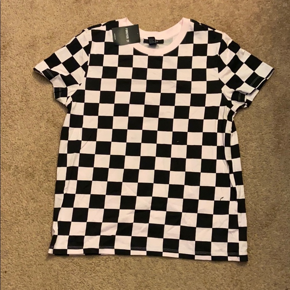 pink/ black checkered tee from Forever 21